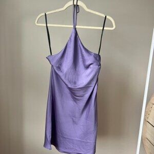 Forever 21 Purple Satin Cowl Neck Mini Dress